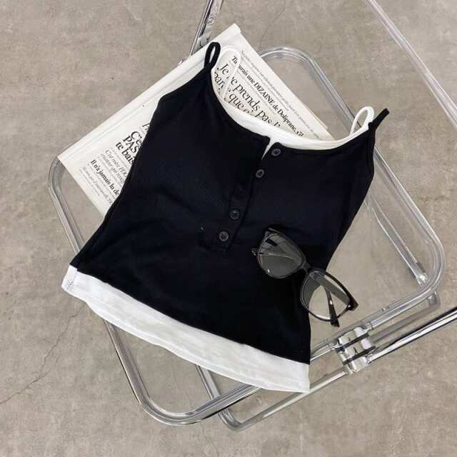 ボタンヘンリーアンサンブル風キャミソール