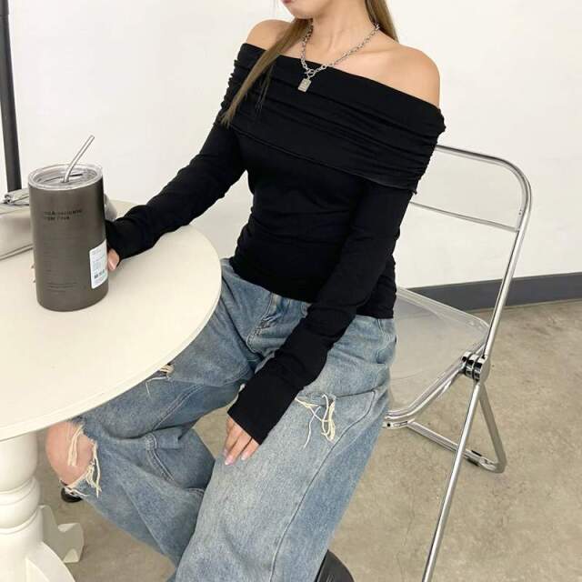 オフショルダーサイドドロストT