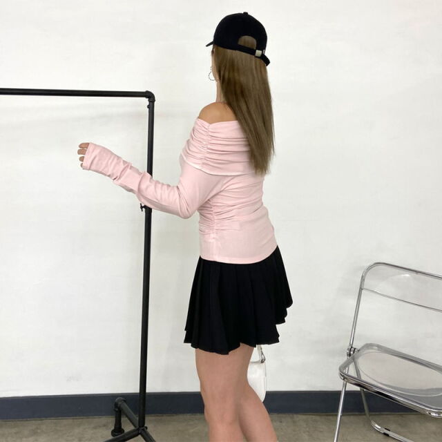 オフショルダーサイドドロストT