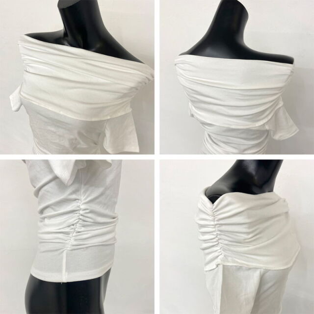 オフショルダーサイドドロストTシャツ