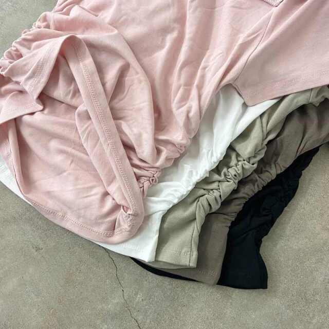 オフショルダーサイドドロストTシャツ