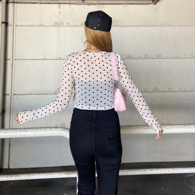 デニムベアイレギュラーヘムシアー切替トップス