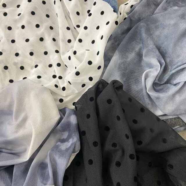 デニムベアイレギュラーヘムシアー切替トップス