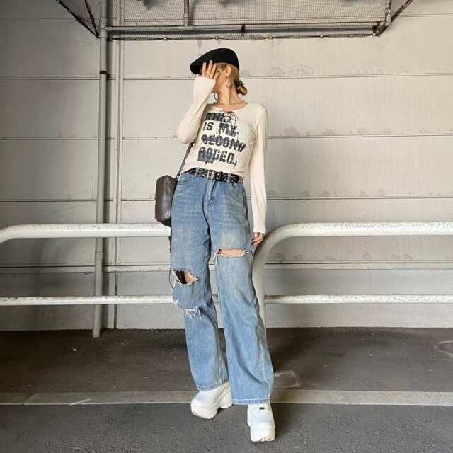 ロゴレースアップTシャツ