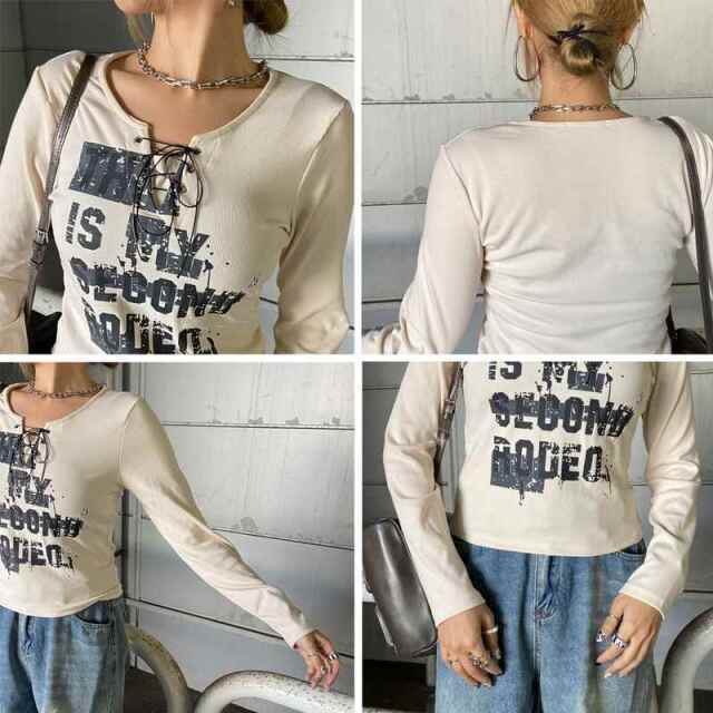 ロゴレースアップTシャツ