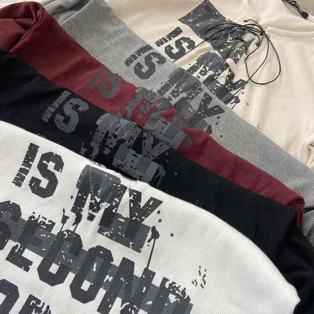 ロゴレースアップTシャツ