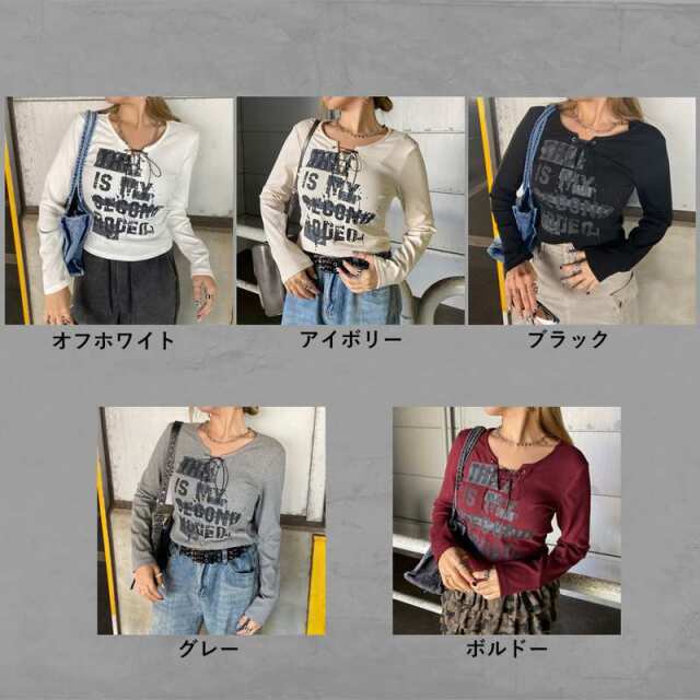 ロゴレースアップTシャツ