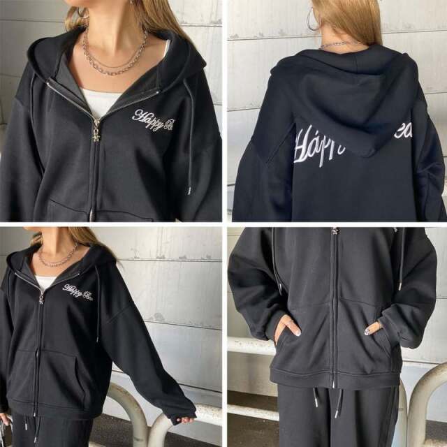 刺繍ロゴZIPパーカー・パンツセットアップ