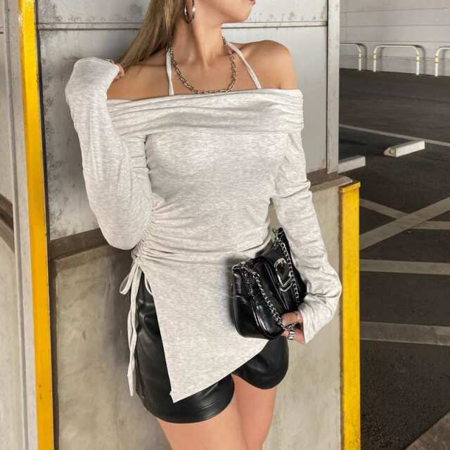 オフショルサイドドロストチュニック