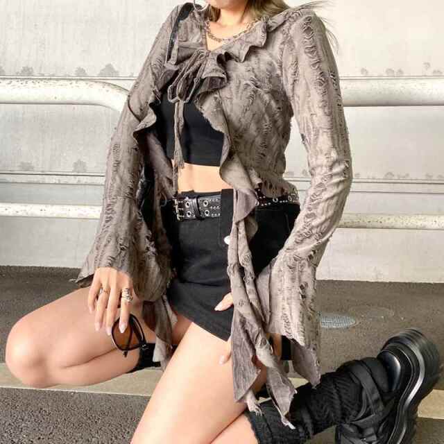 ダメージイレギュラーヘムカーディガン