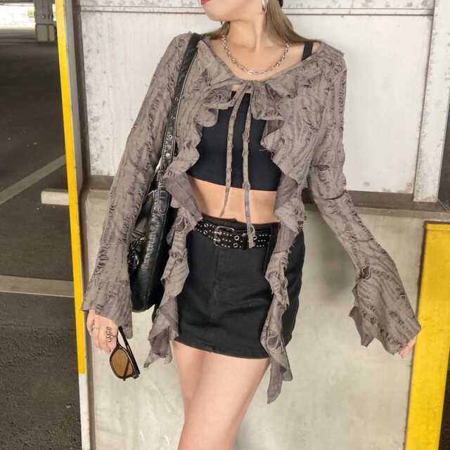ダメージイレギュラーヘムカーディガン