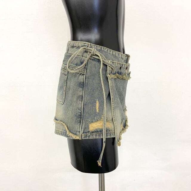 ハトメレイヤード風デニムショートパンツ
