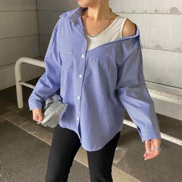 アンサンブル風ワンショルダーシャツ