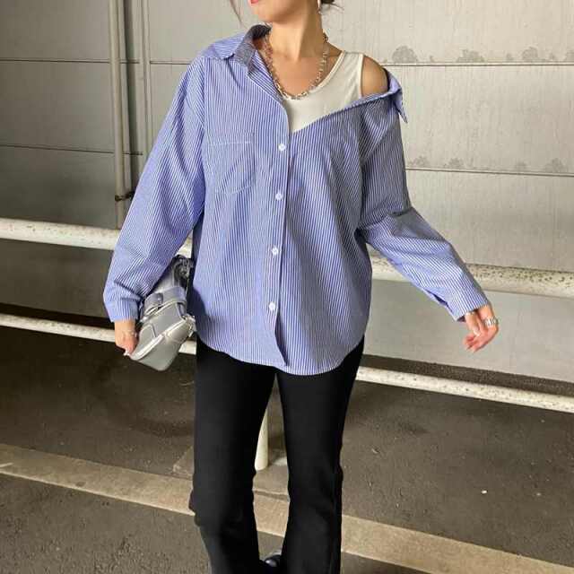 アンサンブル風ワンショルダーシャツ