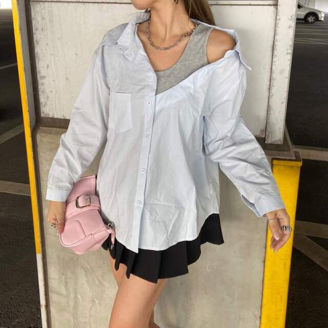 アンサンブル風ワンショルダーシャツ