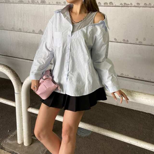 アンサンブル風ワンショルダーシャツ