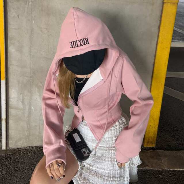 リブ切替ショートパーカー