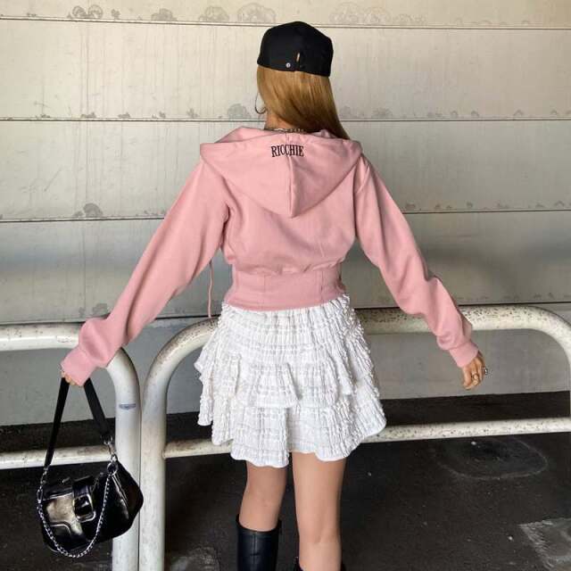リブ切替ショートパーカー