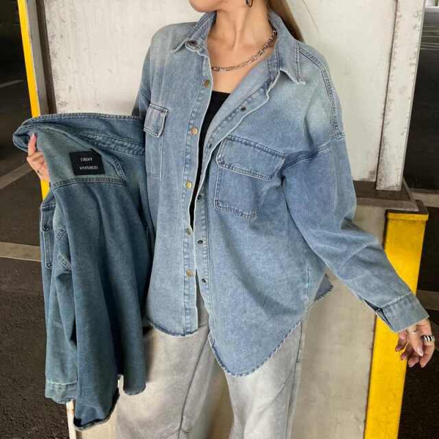 バックタグデニムシャツ