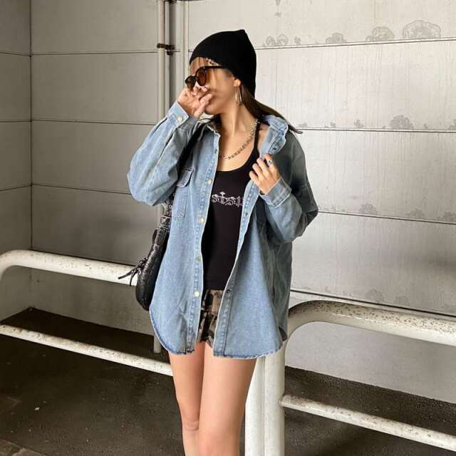 バックタグデニムシャツ