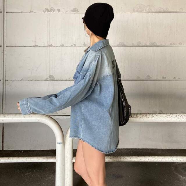 バックタグデニムシャツ