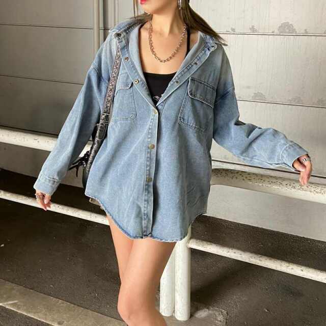 バックタグデニムシャツ