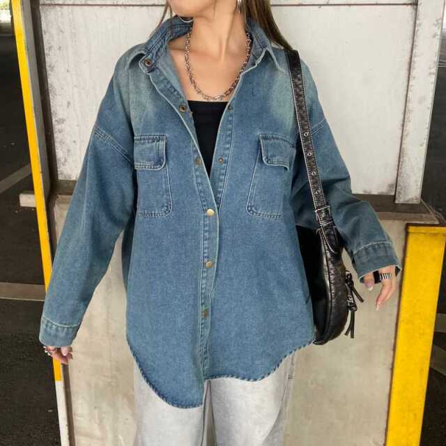 バックタグデニムシャツ