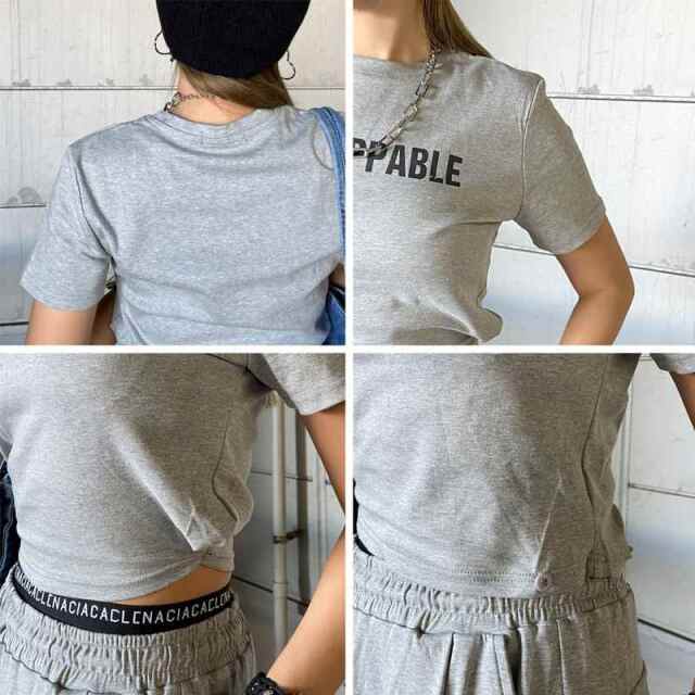 ウエストロゴワイドパンツ・Tシャツセットアップ