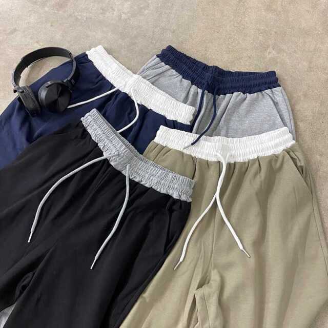 ウエスト配色ワイドパンツ・Tシャツセットアップ