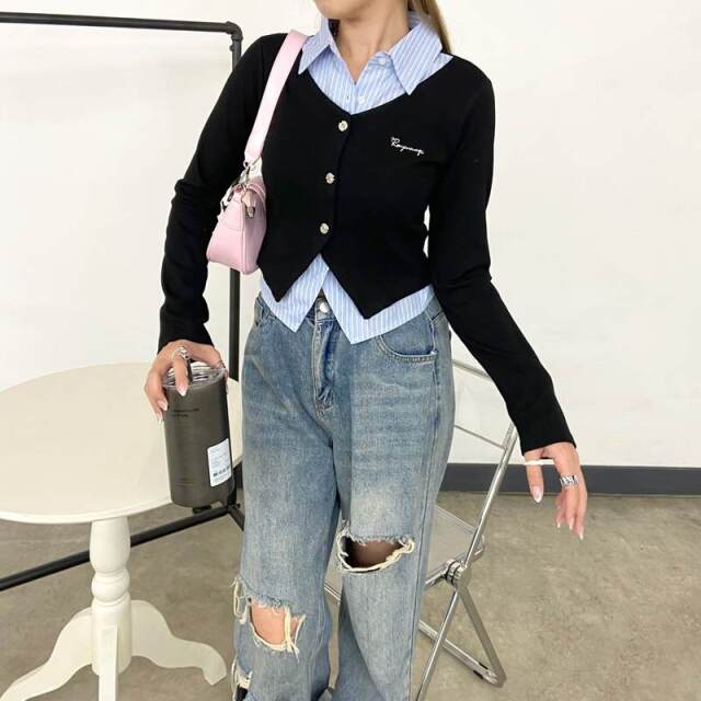 シャツアンサンブル風トップス
