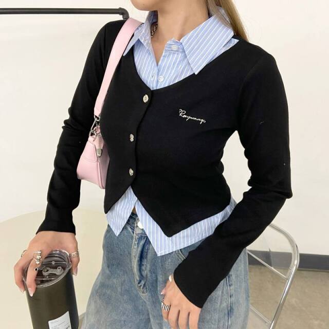 シャツアンサンブル風トップス