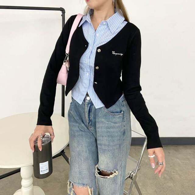 シャツアンサンブル風トップス
