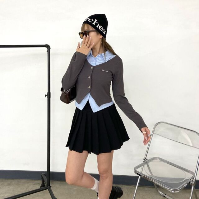 シャツアンサンブル風トップス