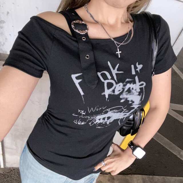 ショルダーベルトイレギュラーヘムトップス