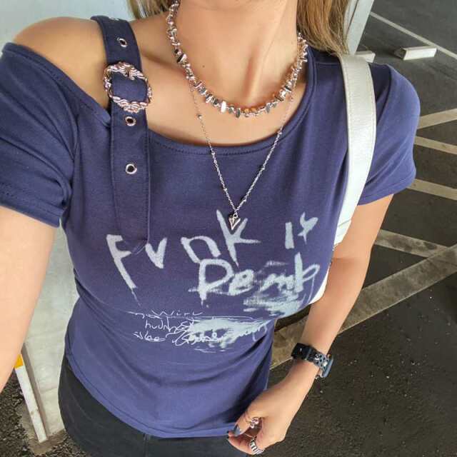 ショルダーベルトイレギュラーヘムトップス