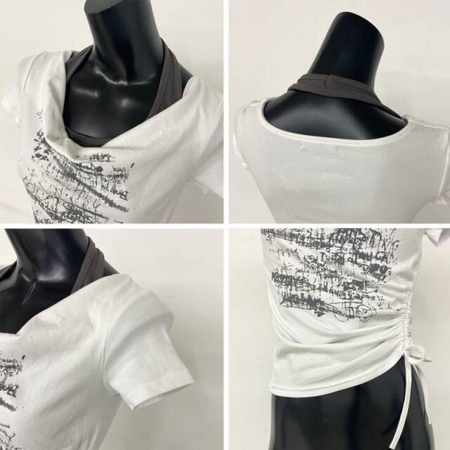 サイドドロストアンサンブル風トップス