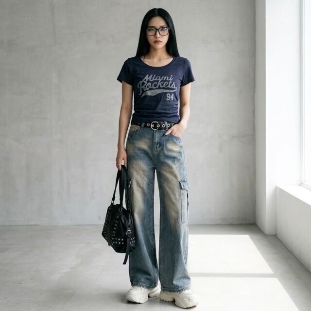アメカジサイドドロストTシャツ