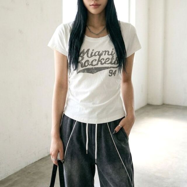 アメカジサイドドロストTシャツ