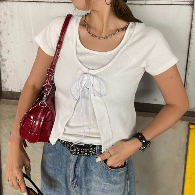 リブアンサンブルトップス