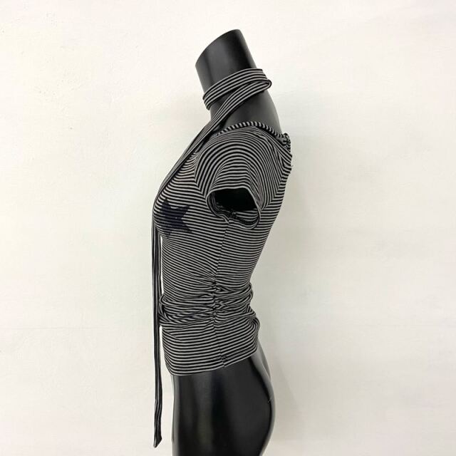 ボーダーワンショルダースターロゴトップス