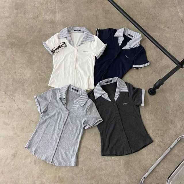 シャツアンサンブル風トップス