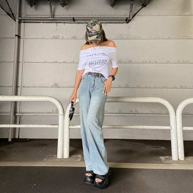 オフショルサイドドロストTシャツ
