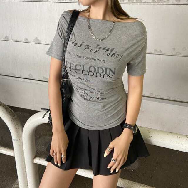 オフショルサイドドロストTシャツ