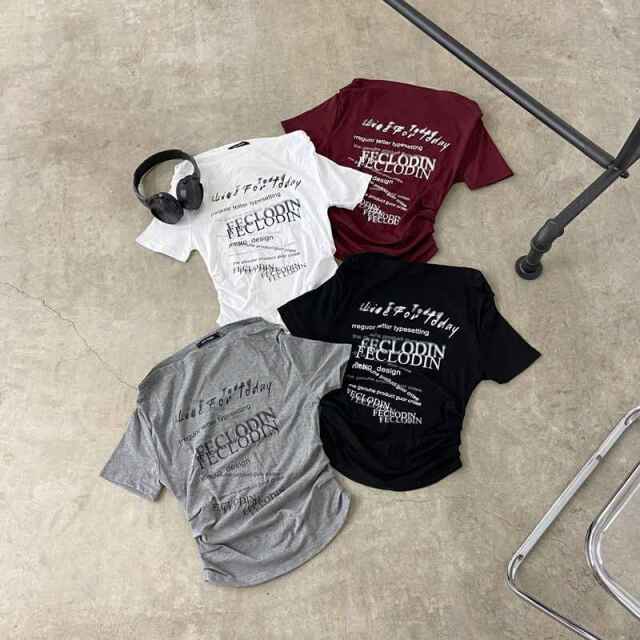 オフショルサイドドロストTシャツ