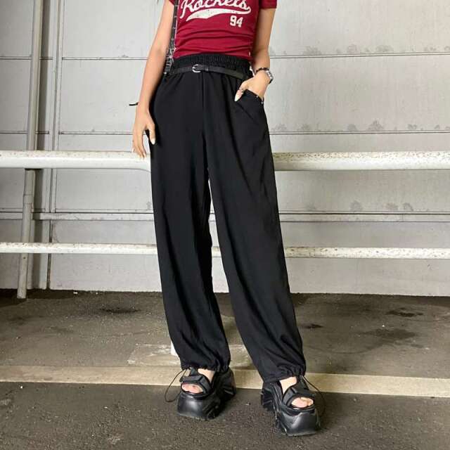 ベルト付きスタッズカットワイドパンツ