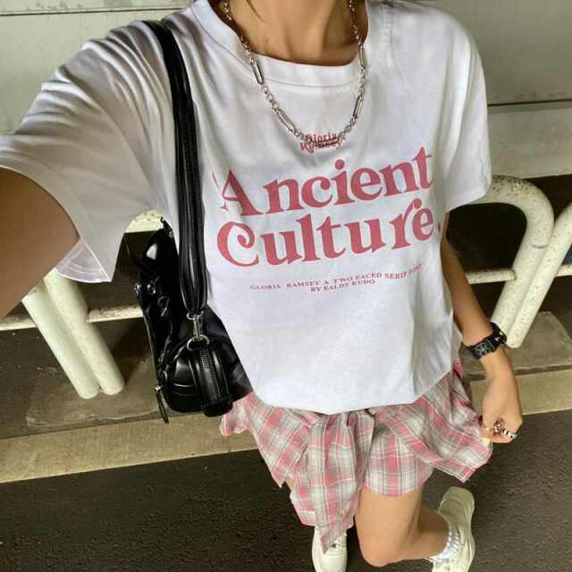 Tシャツ・チェックスカートセットアップ