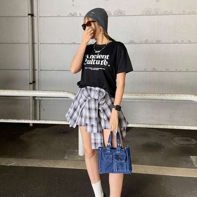 Tシャツ・チェックスカートセットアップ