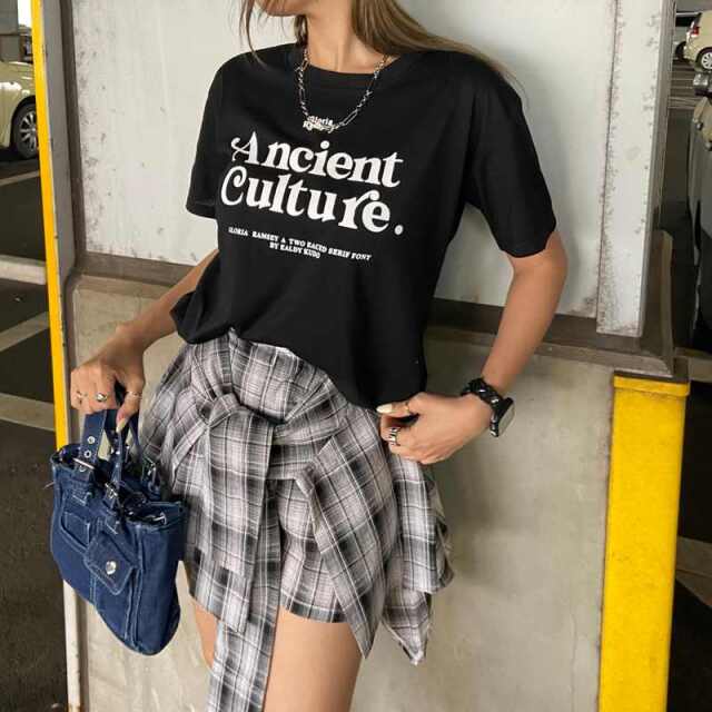 Tシャツ・チェックスカートセットアップ
