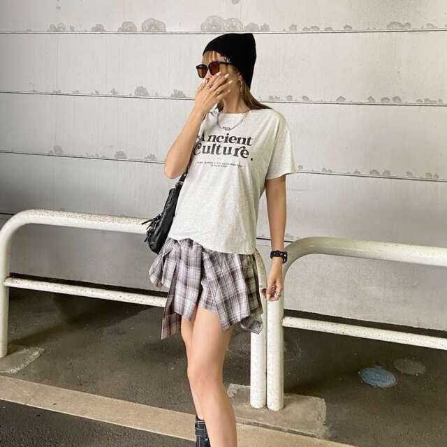 Tシャツ・チェックスカートセットアップ