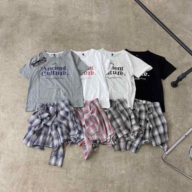 Tシャツ・チェックスカートセットアップ